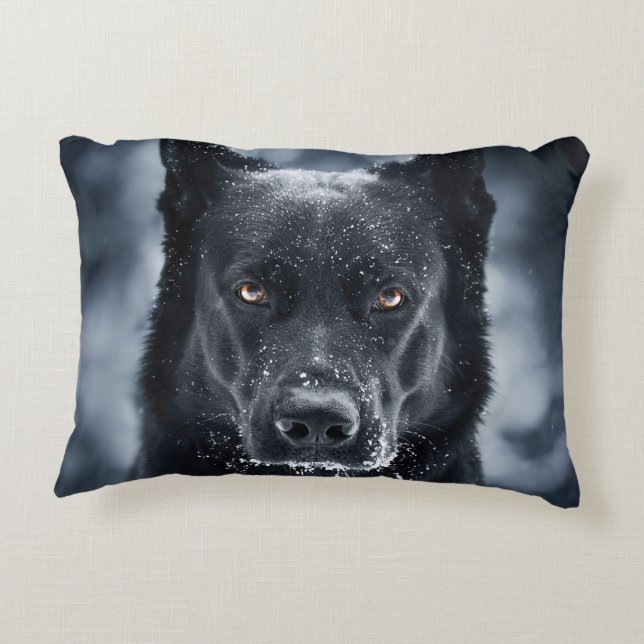 Black German Shepherd Prydnadskudde (Baksidan)