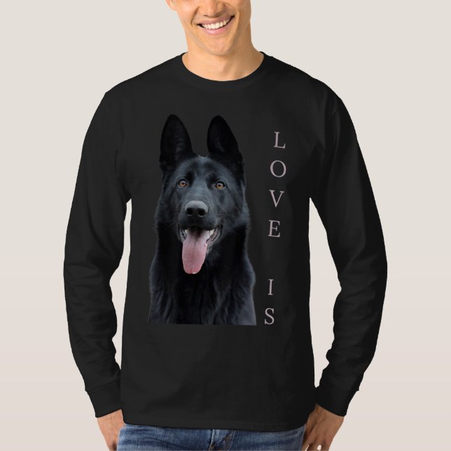 Black German Shepherd Shepard Hund Mamma Pappa Kär T Shirt (Framsida)