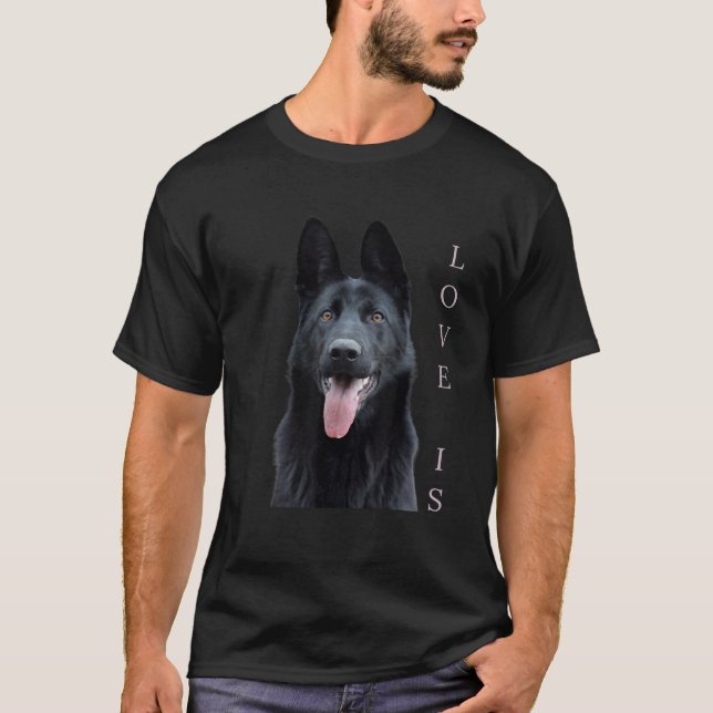 Black German Shepherd Shepard Hund Mamma Pappa Kär T Shirt (Framsida)