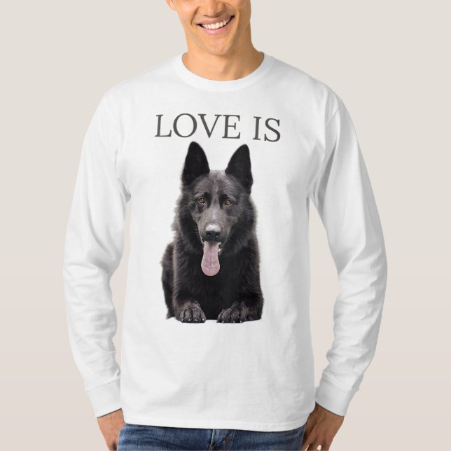 Black German Shepherd Shepard Hund Mamma Pappa Kär T Shirt (Framsida)