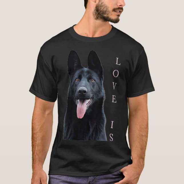 Black German Shepherd Shepard Hund Mamma Pappa Kär T Shirt (Framsida)