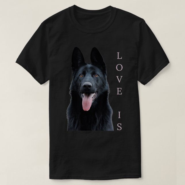Black German Shepherd Shirt Shepard Hund Mamma Pap T Shirt (Design framsida)