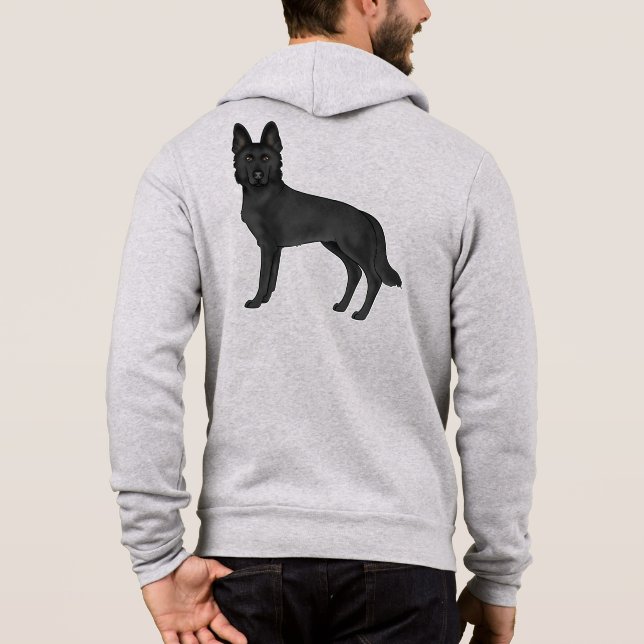Black German Shepherd Tecknad GSD Hund design T Shirt (Baksida)