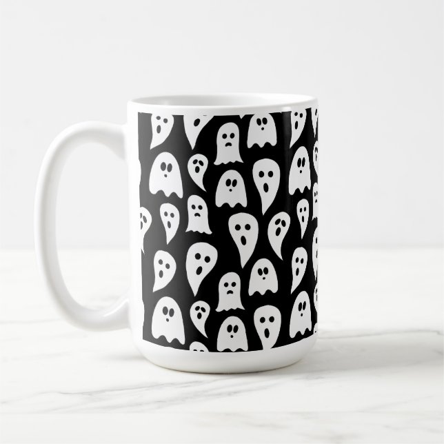 Black Ghost Halloween Kaffemugg (Vänster)