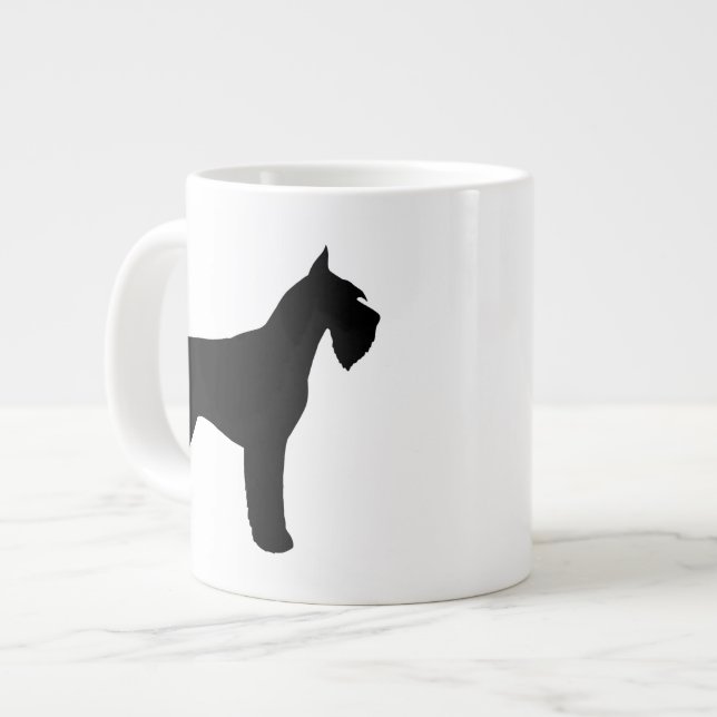 Black Giant Schnauzer Hund Silhouettes Jumbo Mugg (Framsida vänster)
