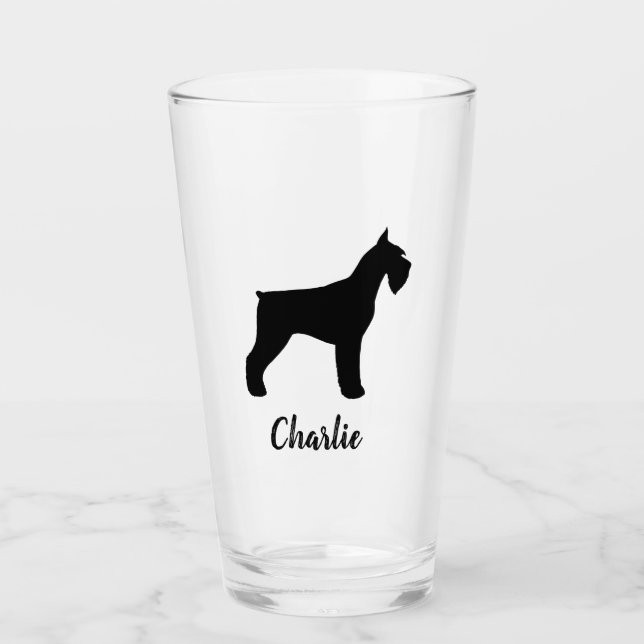 Black Giant Schnauzer Silhouette Anpassningsbar Hu Glaskopp (Framsida)