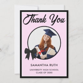 Black Gingham Bow Photo Graduation Tack Kort