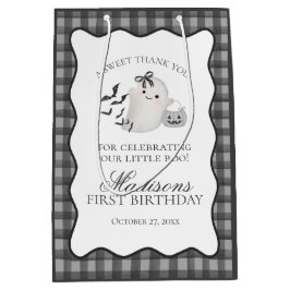 Black Gingham Cute Ghost Birthday Party Favors