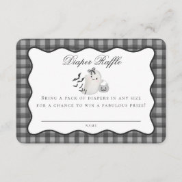 Black Gingham Cute Ghost Diaper Raffle Insert Tilläggskort