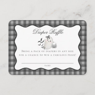 Black Gingham Cute Ghost Diaper Raffle Insert Tilläggskort