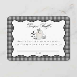 Black Gingham Cute Ghost Diaper Raffle Insert Tilläggskort