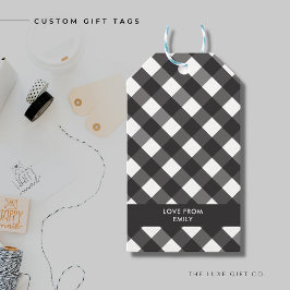 Black Gingham Gift Märkre Presentetikett