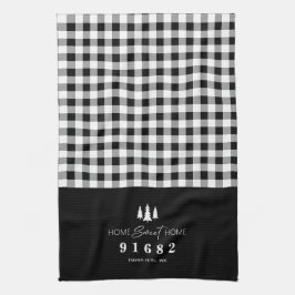 Black Gingham Home Sweet Home Anpassningsbar Zip C Kökshandduk