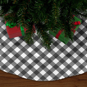 Black Gingham Julgransmatta Borstad Polyester