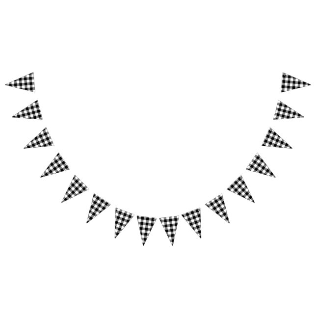 Black Gingham Landsbyggsbröllop Vimplar (Alla)