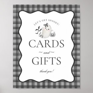 Black Gingham Little Boo Ghost Cards & Gifts Sign Poster