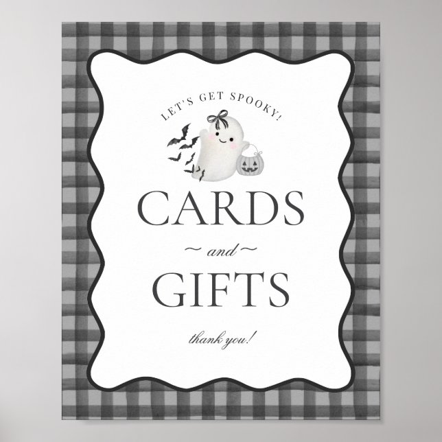 Black Gingham Little Boo Ghost Cards & Gifts Sign Poster (Framsidan)
