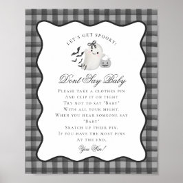 Black Gingham Little Boo Ghost Dont Say Baby Game Poster