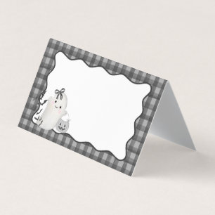 Black Gingham Little Boo Ghost Party-kort Kort