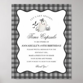 Black Gingham Little Boo Ghost Time Capsule Game Poster