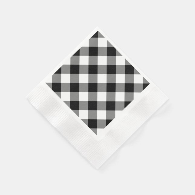 Black Gingham Mönster Pappersservett (Hörn)