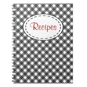 Black Gingham Recipe - bärbar dator Anteckningsbok Med Spiral