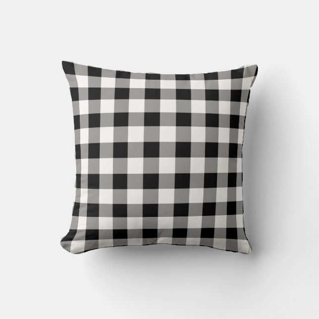 Black Gingham Reversible Dekorativ kudde (Framsida)