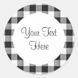 Black Gingham Sticker Runt Klistermärke