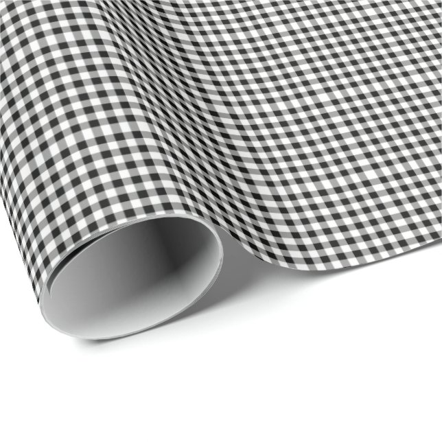 Black Gingham Wrapping Papper Presentpapper (Rullad Hörn)