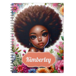 Black girl African American med Afro Anteckningsbok