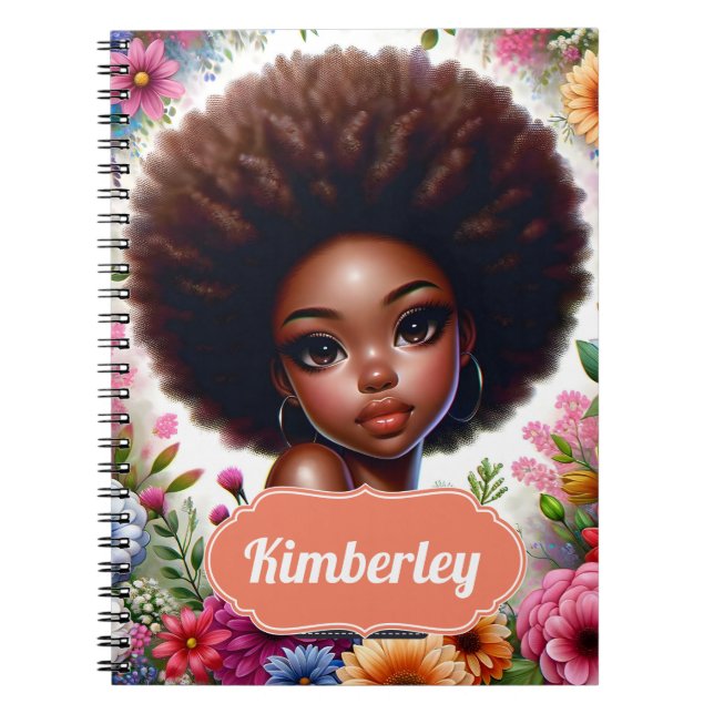 Black girl African American med Afro Anteckningsbok (Framsidan)
