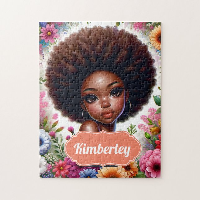 Black girl African American med Afro Pussel (Vertikal)