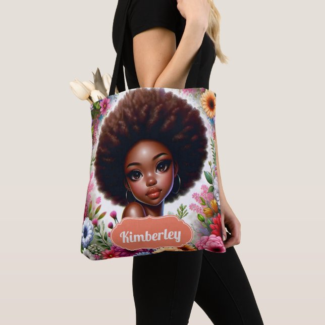 Black girl African American med Afro Tygkasse (Närbild)