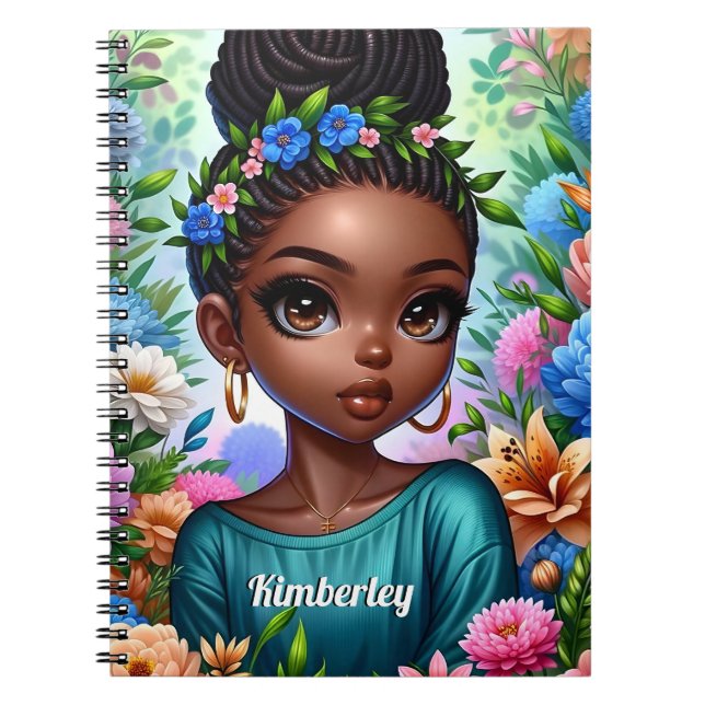 Black girl African American med Braids Anteckningsbok (Framsidan)