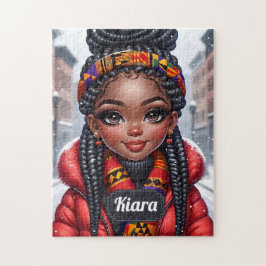 Black girl African American med Braids Pussel
