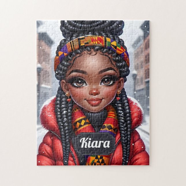 Black girl African American med Braids Pussel (Vertikal)