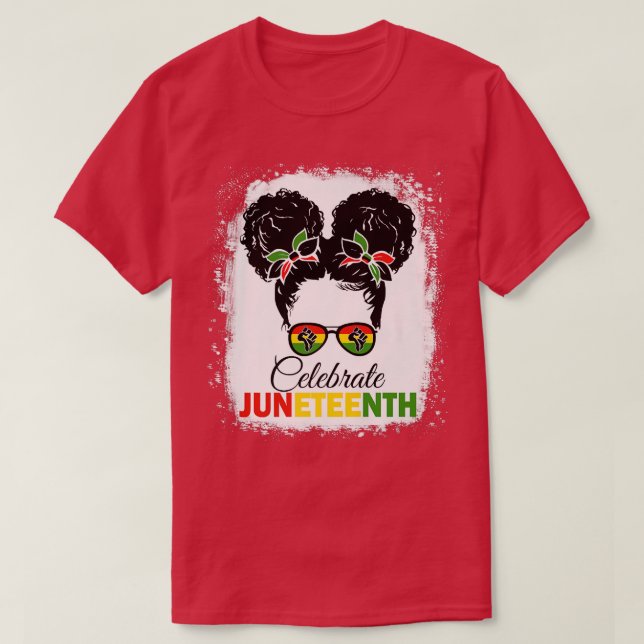 Black Girl Afro America Junetth Celebrate Indep T Shirt (Design framsida)