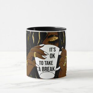 Black Girl Afro American Woman InspirationalQuote Mugg
