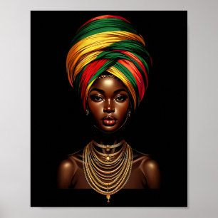 Black Girl Afro Woman Headscarf Headwrap Black Han Poster