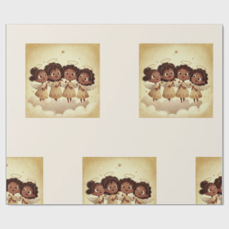 Black Girl Angel Christmas Choir Wrapping Paper 1 Presentpapper