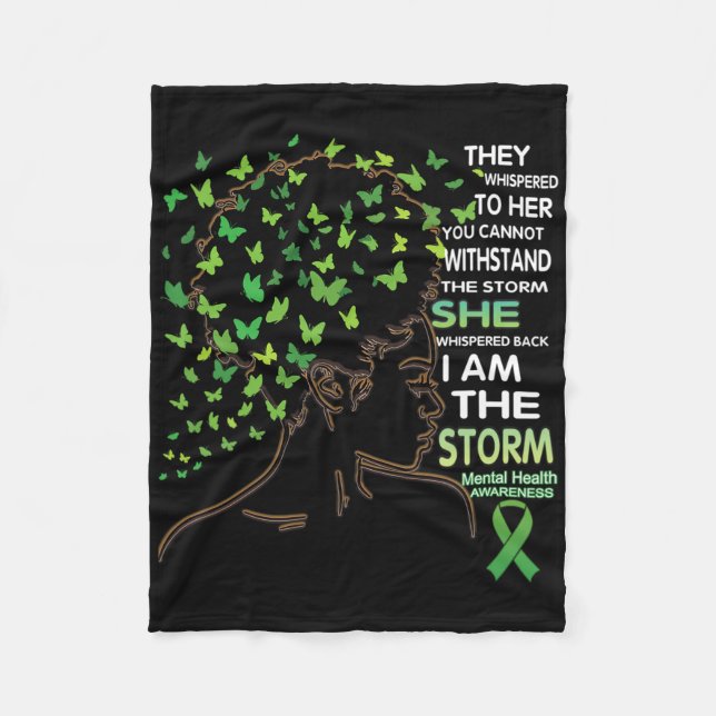 Black Girl Awareness Mental Health Warrior Fleecefilt (Framsidan)