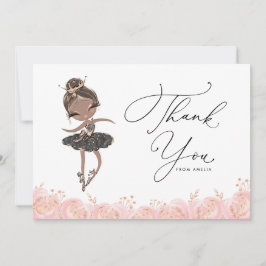 Black Girl Ballerina i Black Dress Birthday Tack Kort