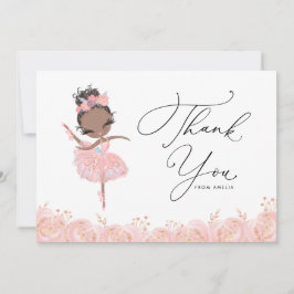 Black Girl Ballerina i Rosa Dress Birthday Tack Kort
