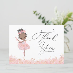 Black Girl Ballerina i Rosa Dress Birthday Tack Kort