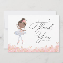 Black Girl Ballerina in White Dress Birthday Tack Kort