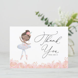 Black Girl Ballerina in White Dress Birthday Tack Kort