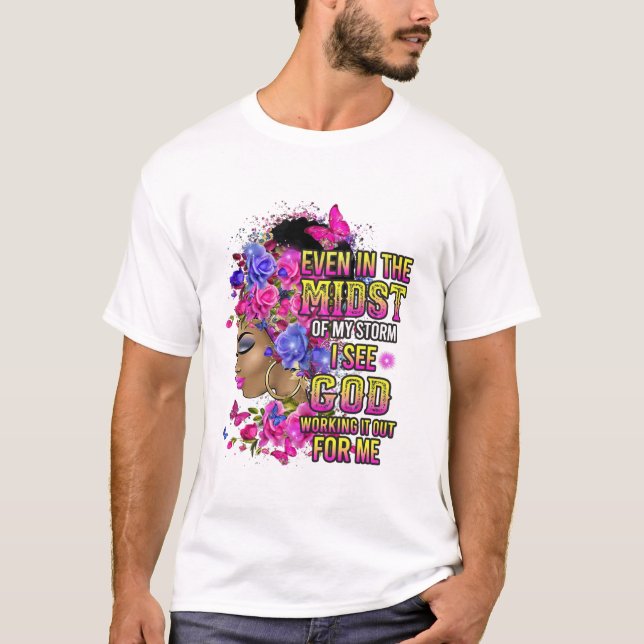 Black Girl Blommigt even T Shirt (Framsida)