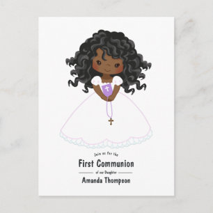 Black Girl First Heliga Communion Vykort