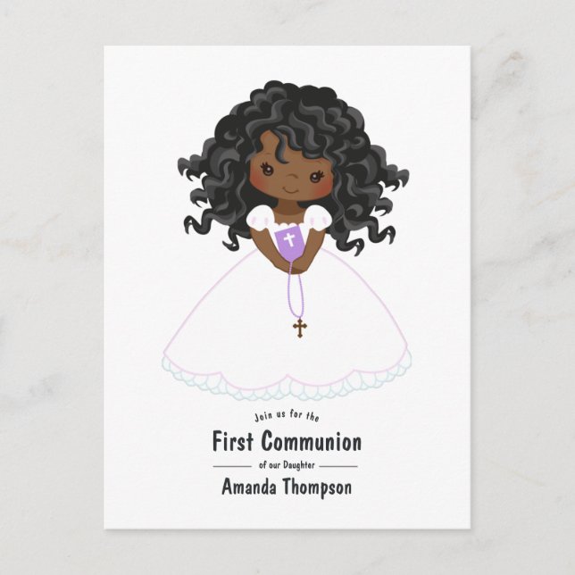 Black Girl First Heliga Communion Vykort (Framsida)