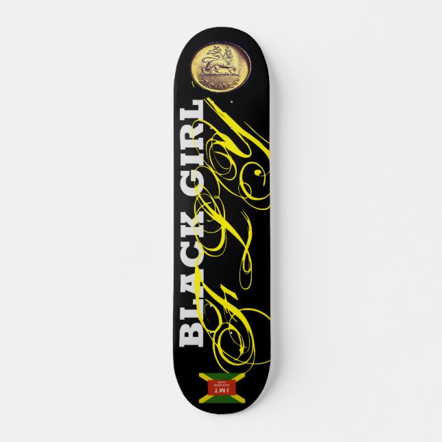 BLACK GIRL FLY Skateboard, 7 ¾ tum Deck Mini Skateboard Bräda 18,5 Cm (Framsida)